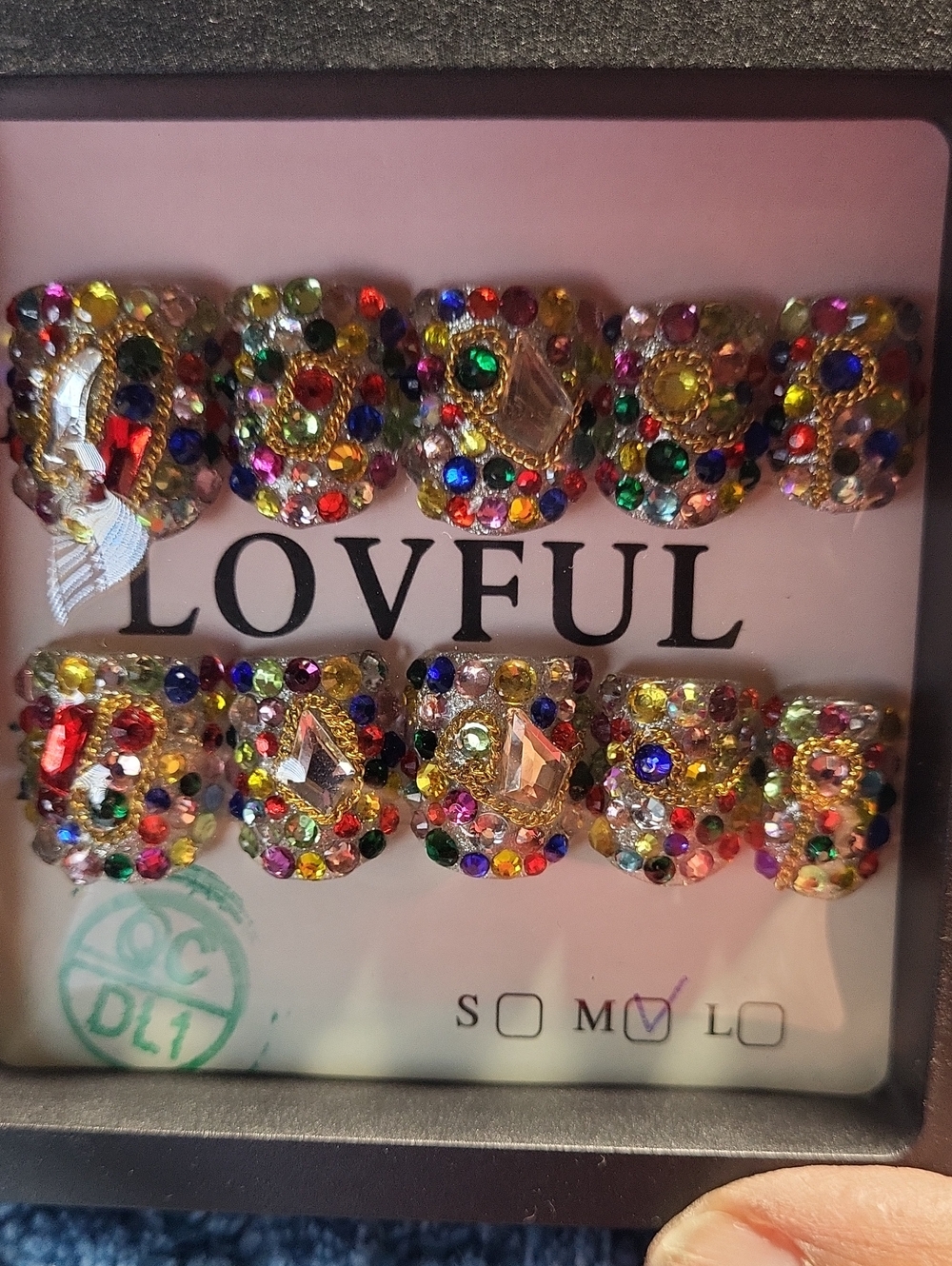 Lovful Multicolor Crystal Embellished Women's Nail Set